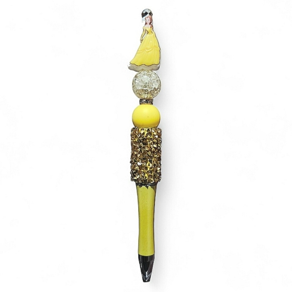 Disney Princess Belle Beauty And The Beast Beaded Ballpoint Twist Pen Yellow